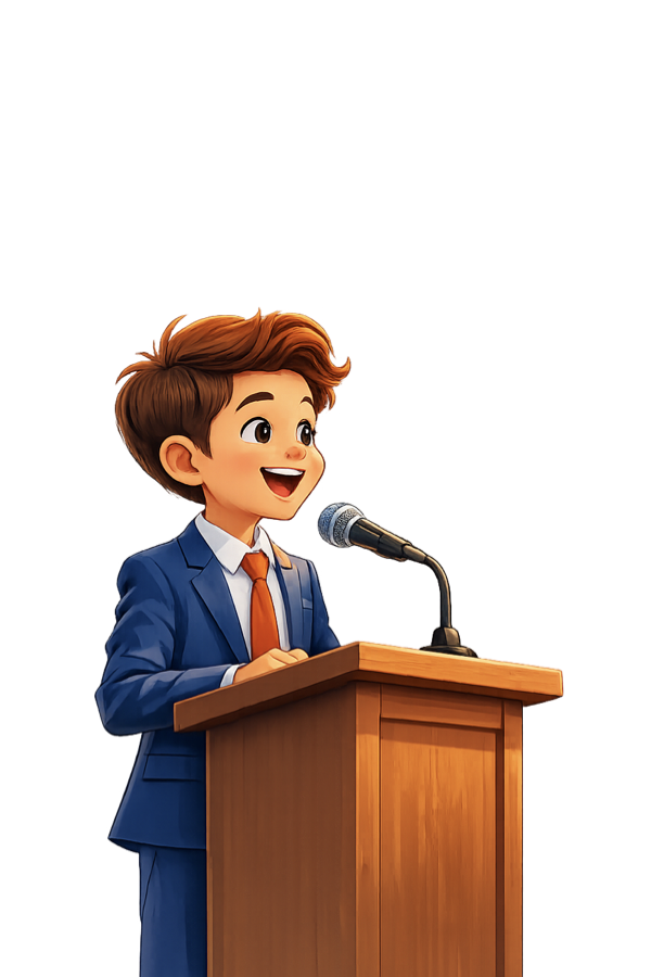 Boy speaking at podium